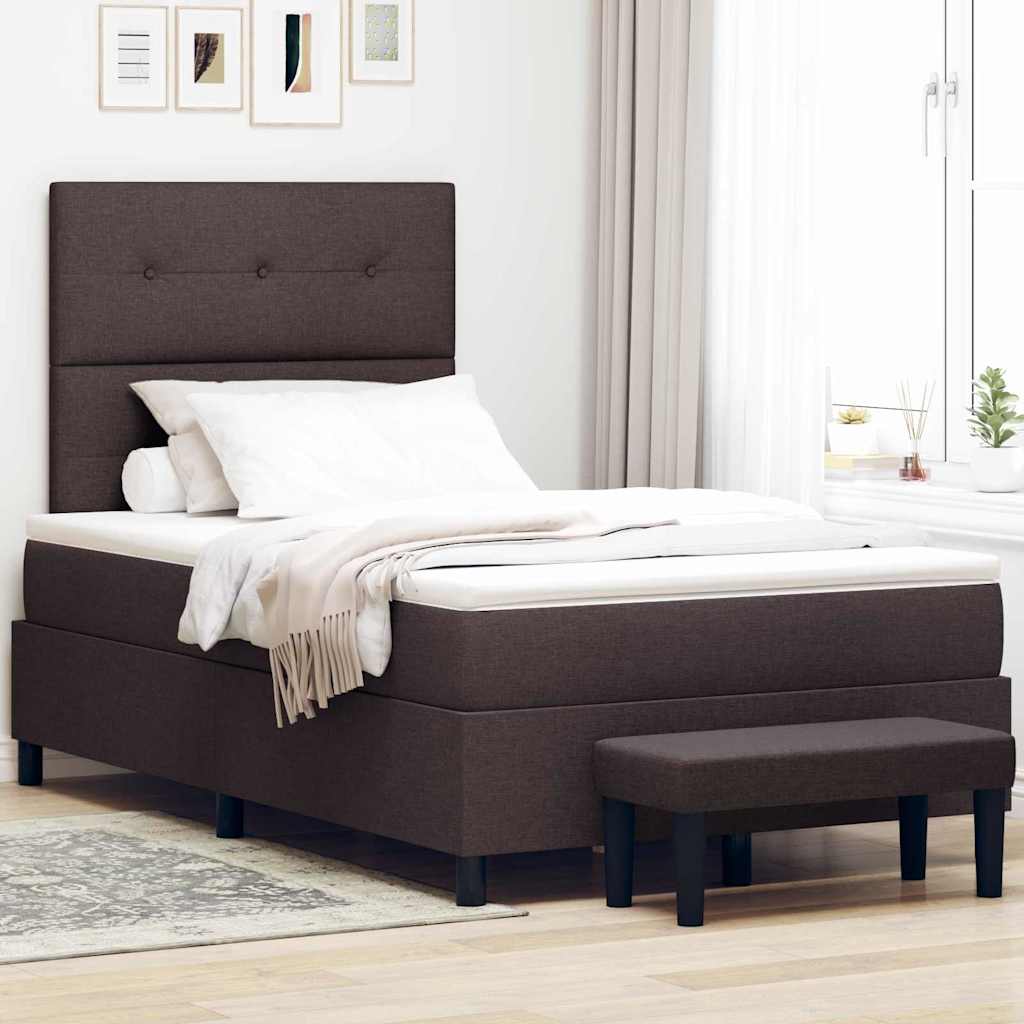 Box spring seng med pude Mørk Brun 120 x 190 cm Stof