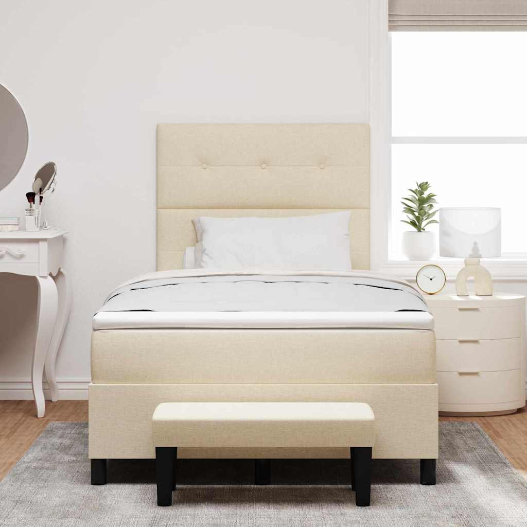 Box spring seng med hovedgærde Creme 120 x 190 cm Stof