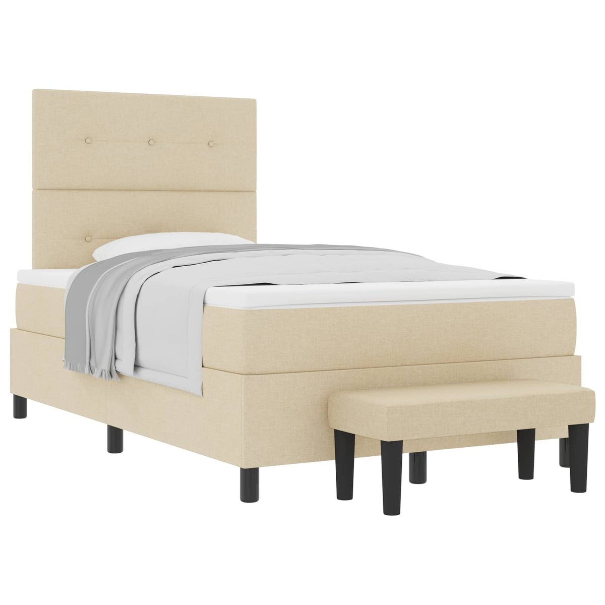 Box spring seng med hovedgærde Creme 120 x 190 cm Stof