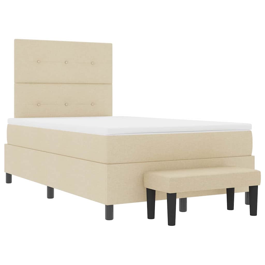 Box spring seng med hovedgærde Creme 120 x 190 cm Stof