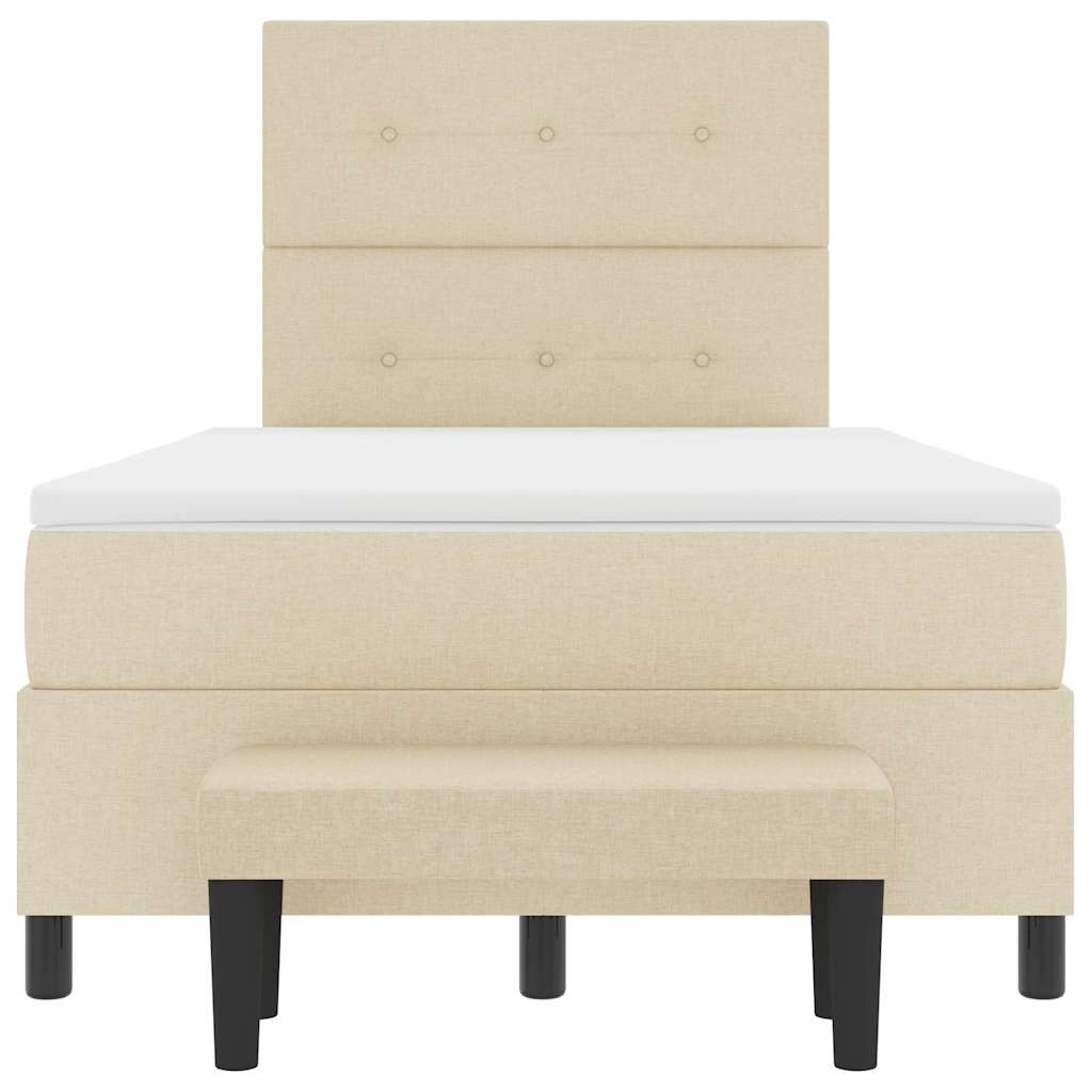 Box spring seng med hovedgærde Creme 120 x 190 cm Stof