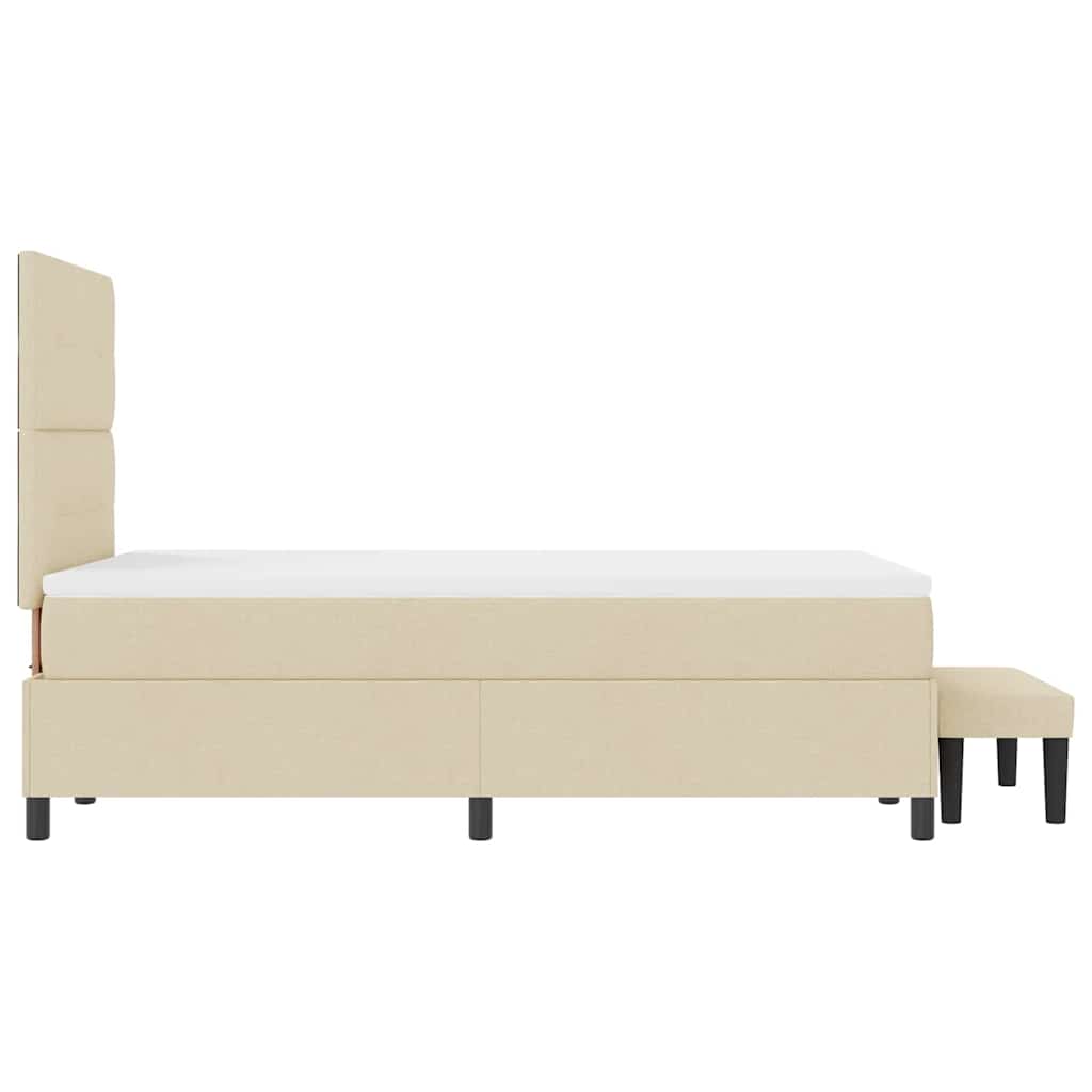 Box spring seng med hovedgærde Creme 120 x 190 cm Stof