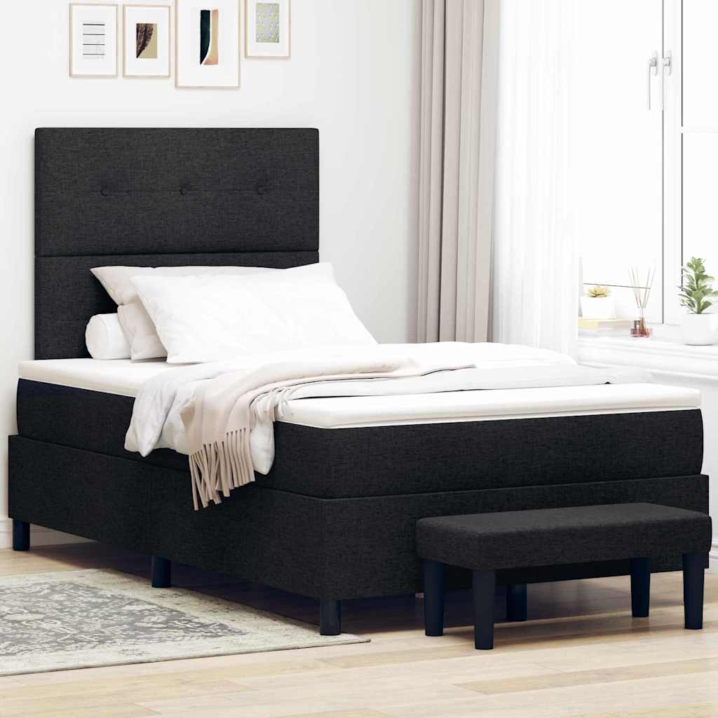 Box spring seng med pude med hovedgærde Sort 120 x 200 cm Stof