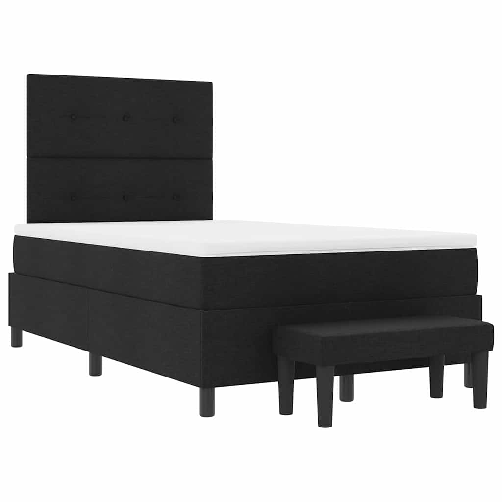 Box spring seng med pude med hovedgærde Sort 120 x 200 cm Stof