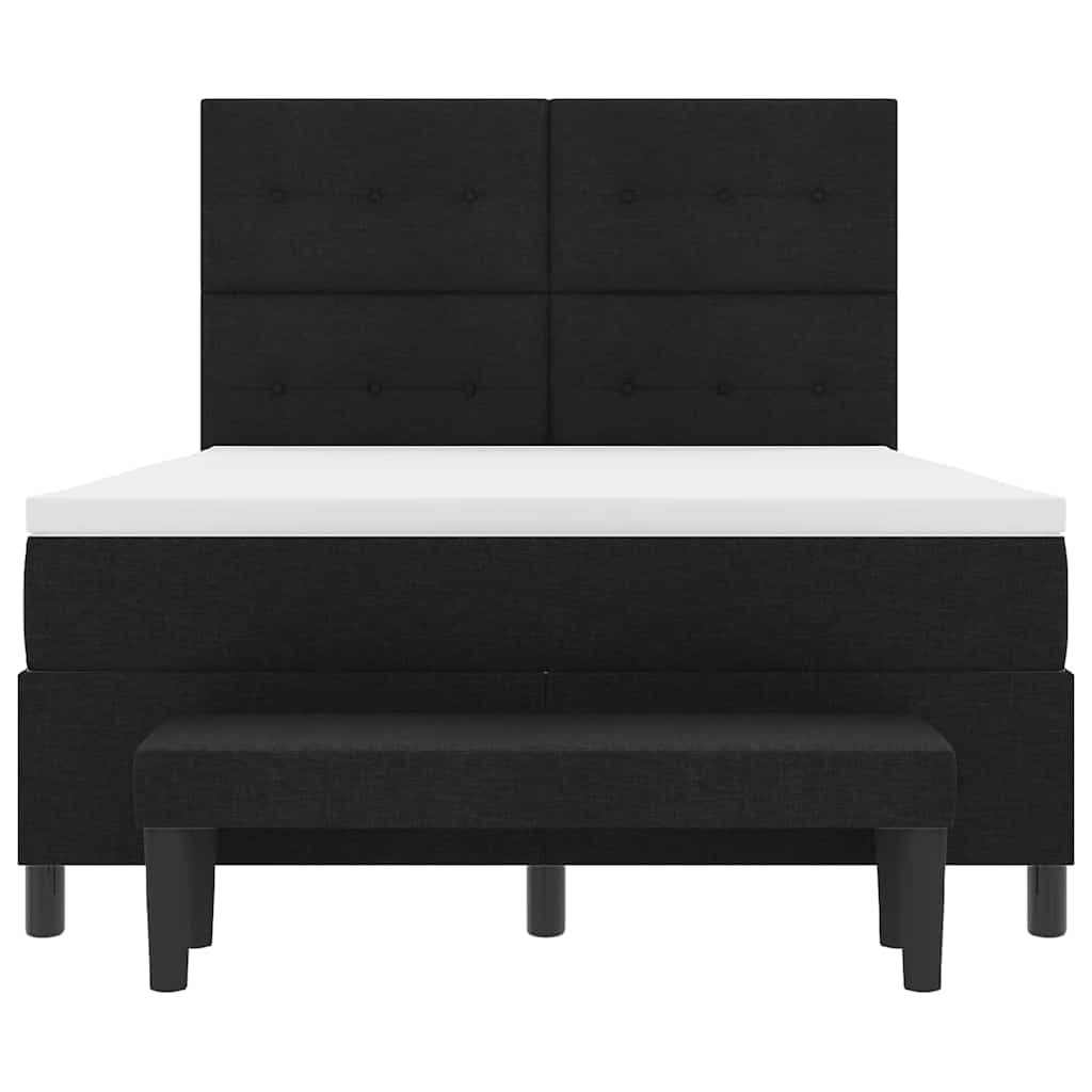 Box spring seng med hovedgærde Sort 140 x 190 cm Stof
