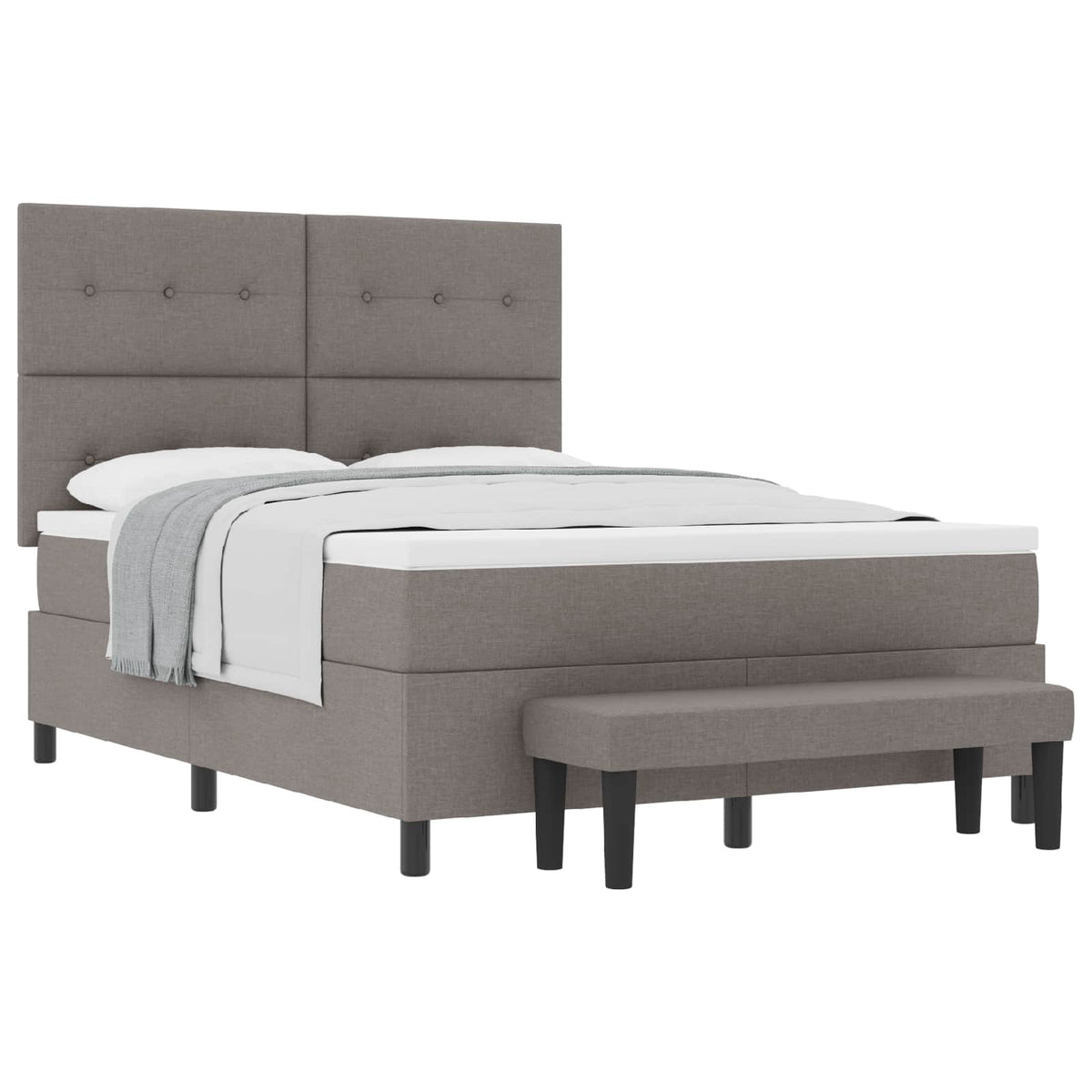 Box spring seng med hovedgærde Gråbrun 140 x 200 cm Stof