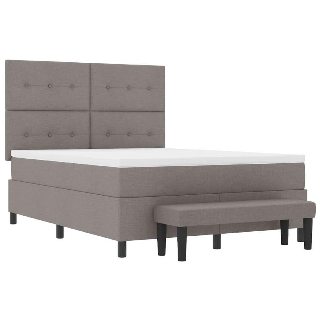 Box spring seng med hovedgærde Gråbrun 140 x 200 cm Stof