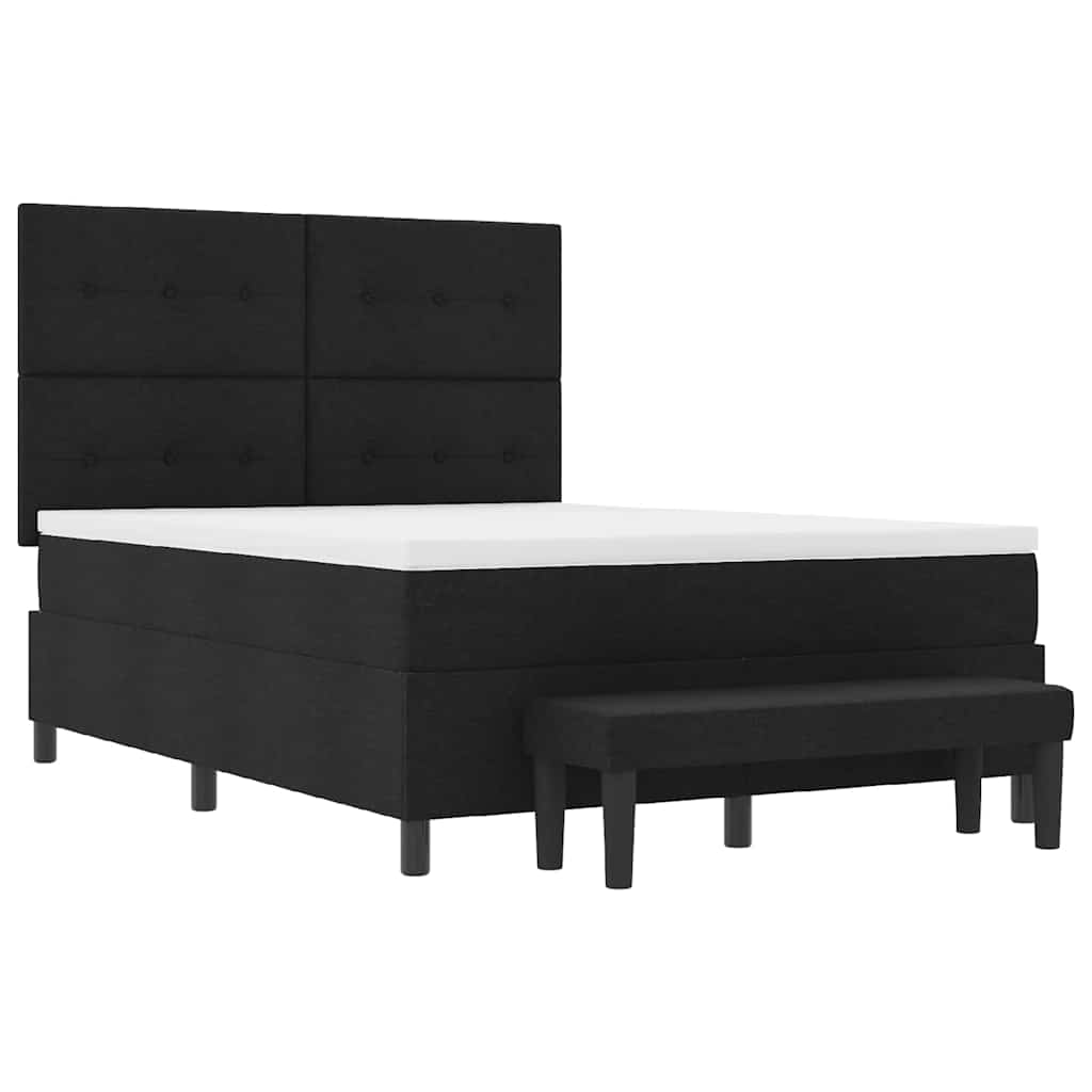 Box spring seng med hovedgærde Sort 160 x 200 cm Stof
