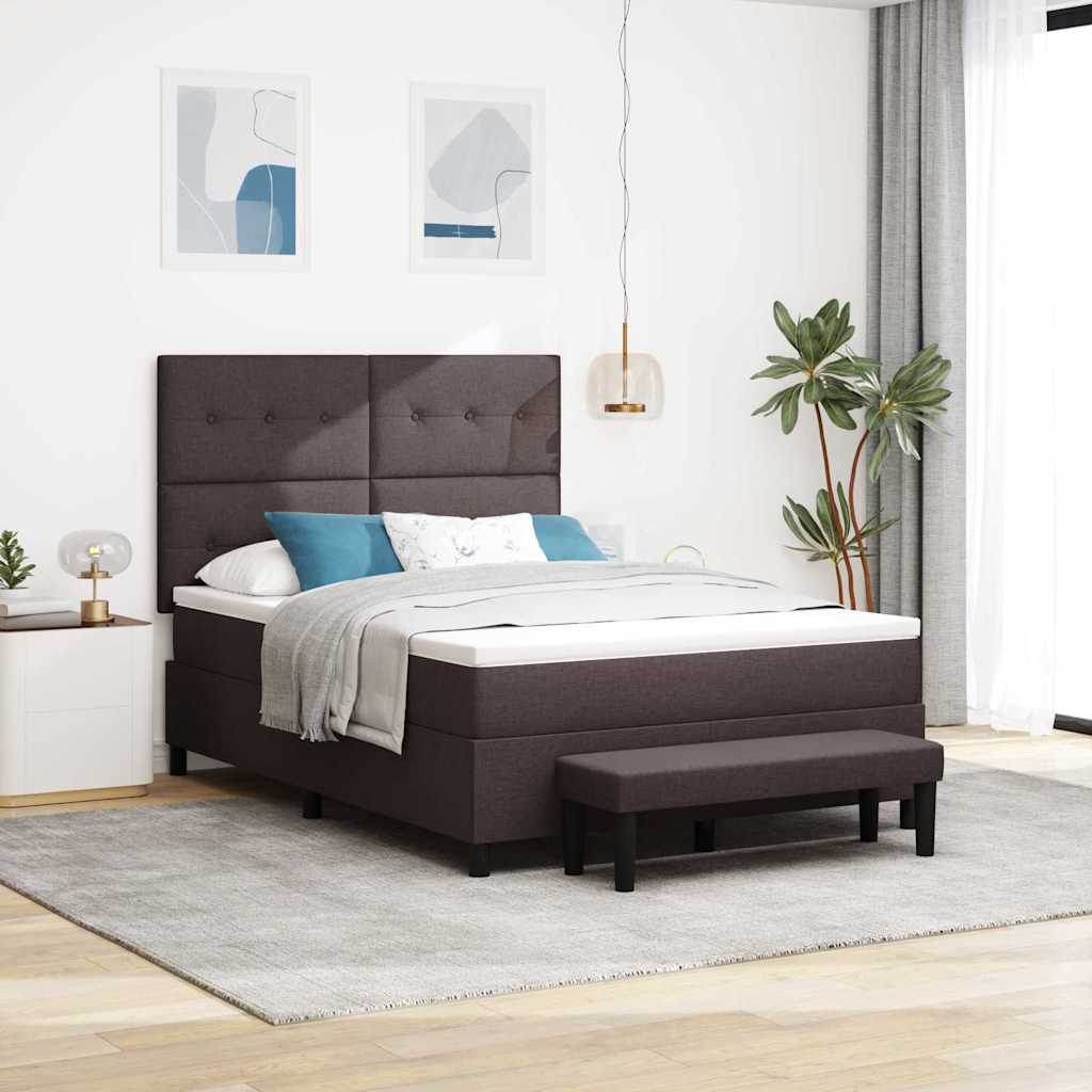 Box spring seng med hovedgærde Mørk Brun 160 x 200 cm Stof