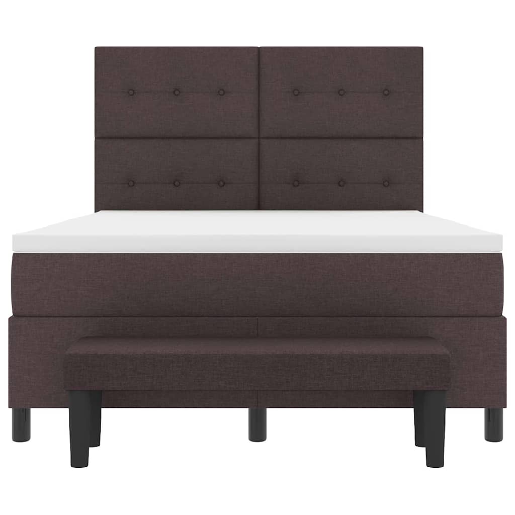 Box spring seng med hovedgærde Mørk Brun 160 x 200 cm Stof