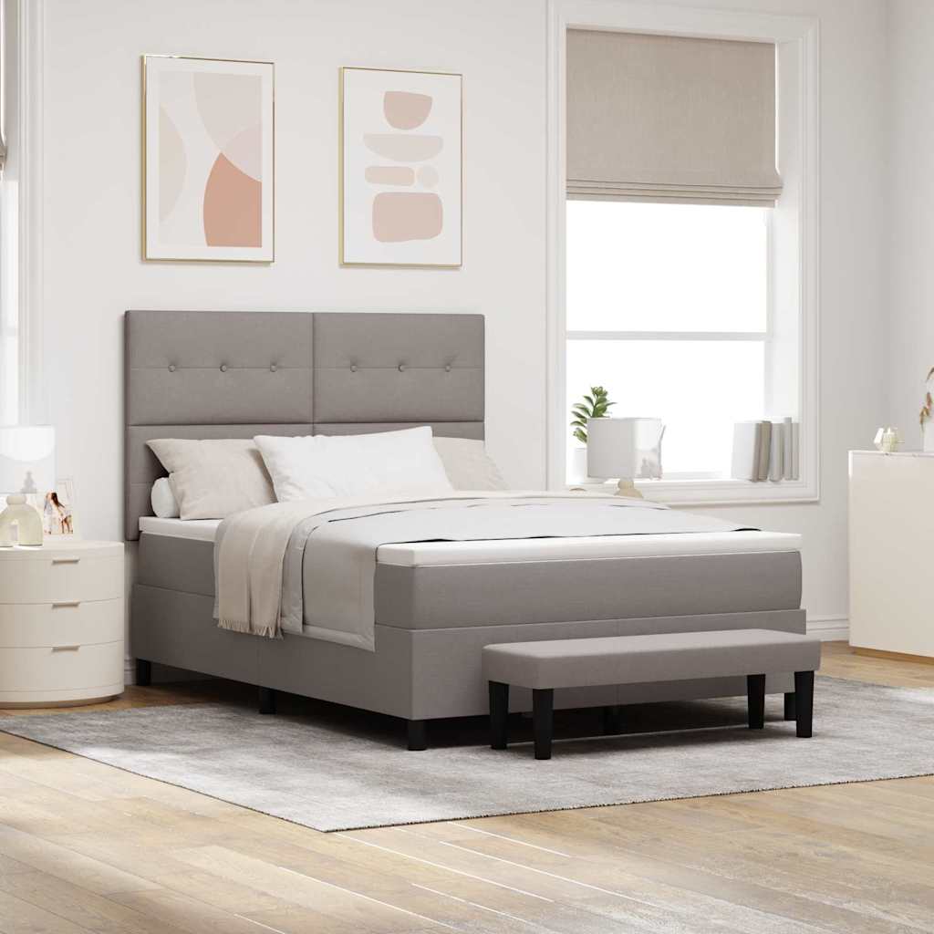 Box spring seng med hovedgærde Gråbrun 160 x 200 cm Stof