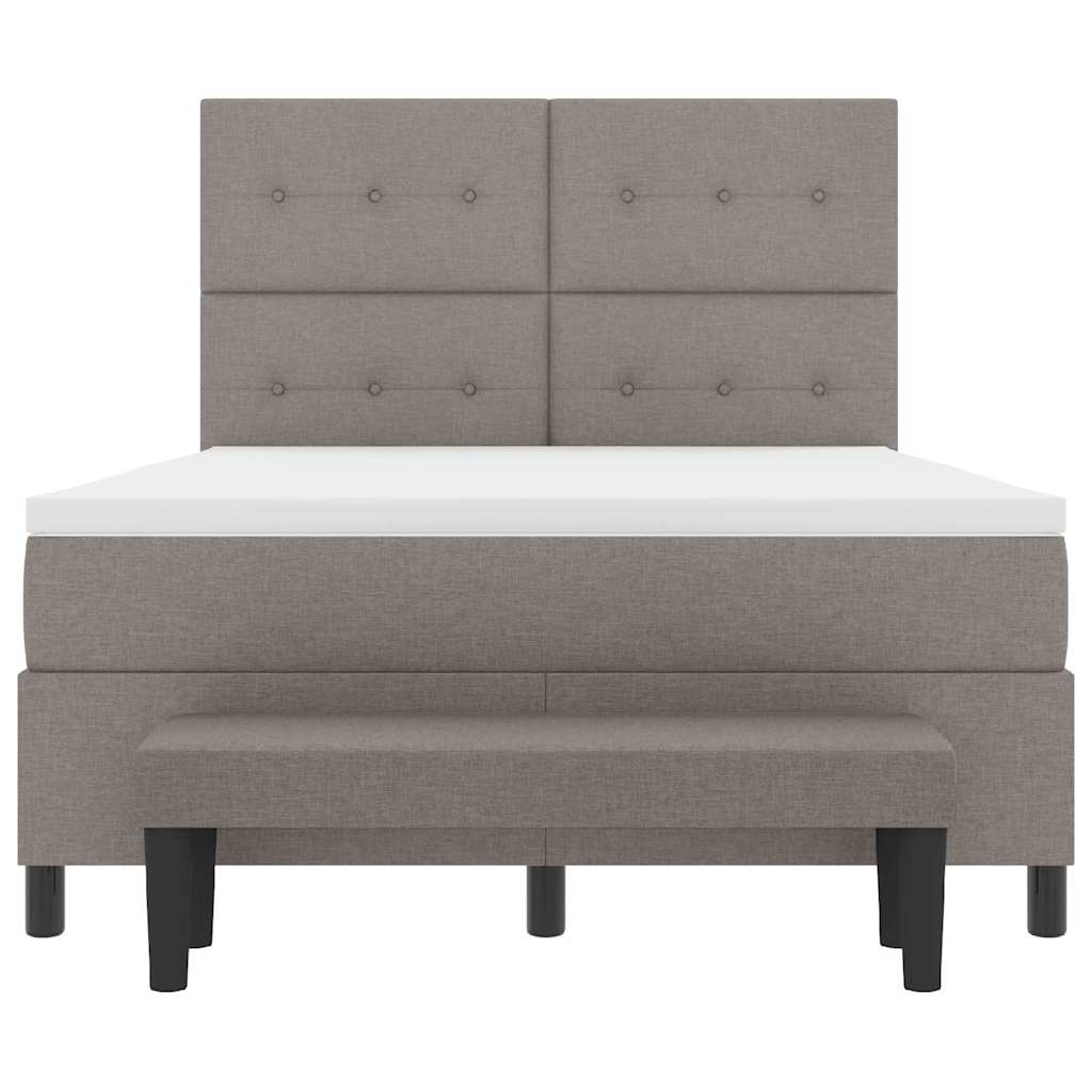 Box spring seng med hovedgærde Gråbrun 160 x 200 cm Stof