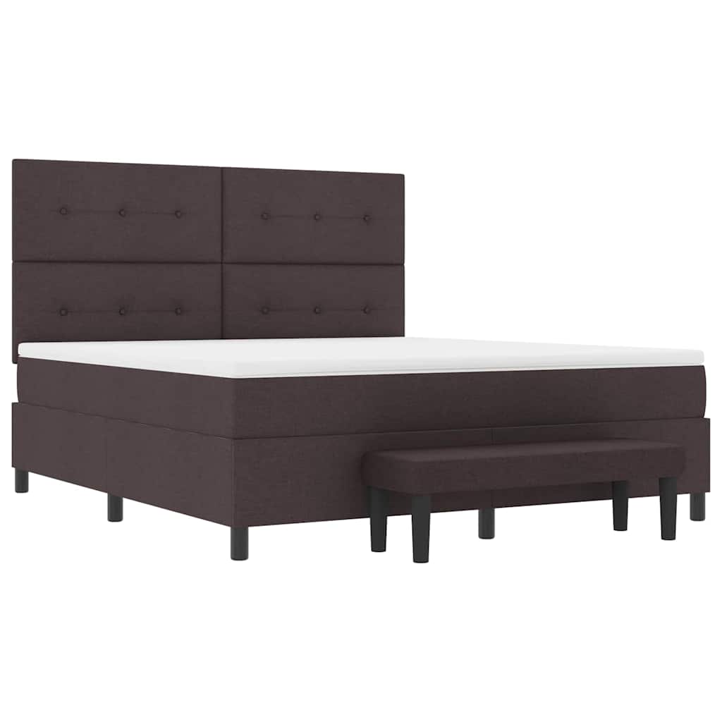 Box spring seng med hovedgærde Mørk Brun 180 x 200 cm Stof