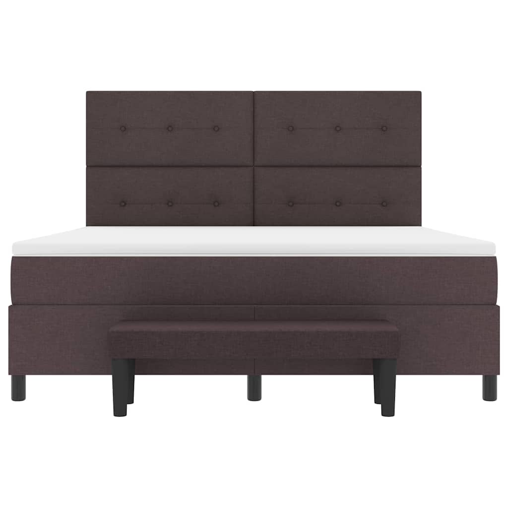 Box spring seng med hovedgærde Mørk Brun 180 x 200 cm Stof