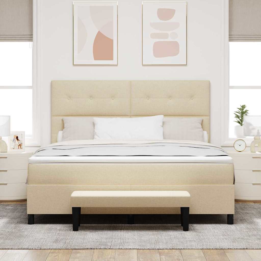 Box spring seng med hovedgærde Creme 180 x 200 cm Stof