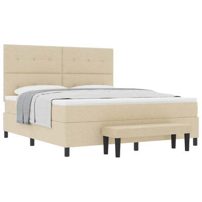 Box spring seng med hovedgærde Creme 180 x 200 cm Stof