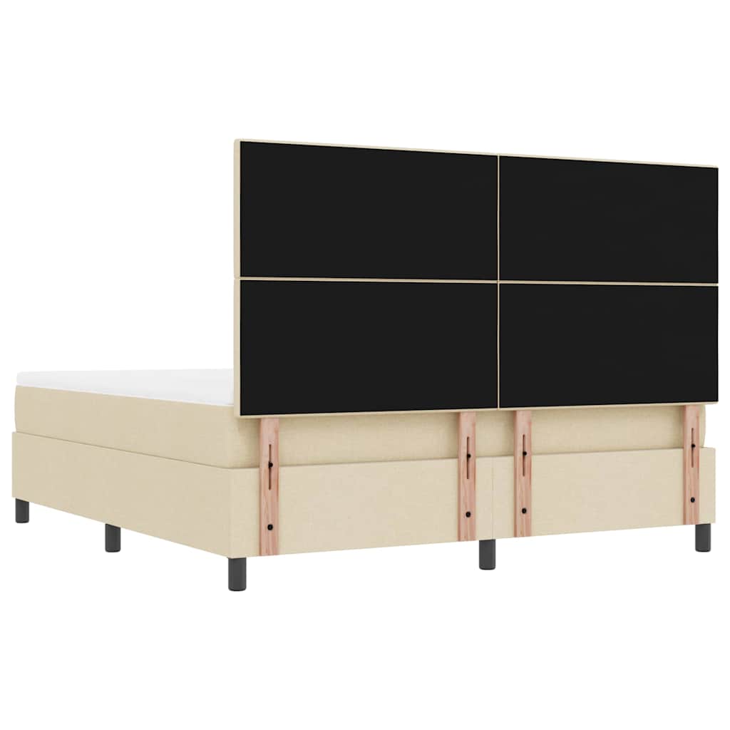 Box spring seng med hovedgærde Creme 180 x 200 cm Stof