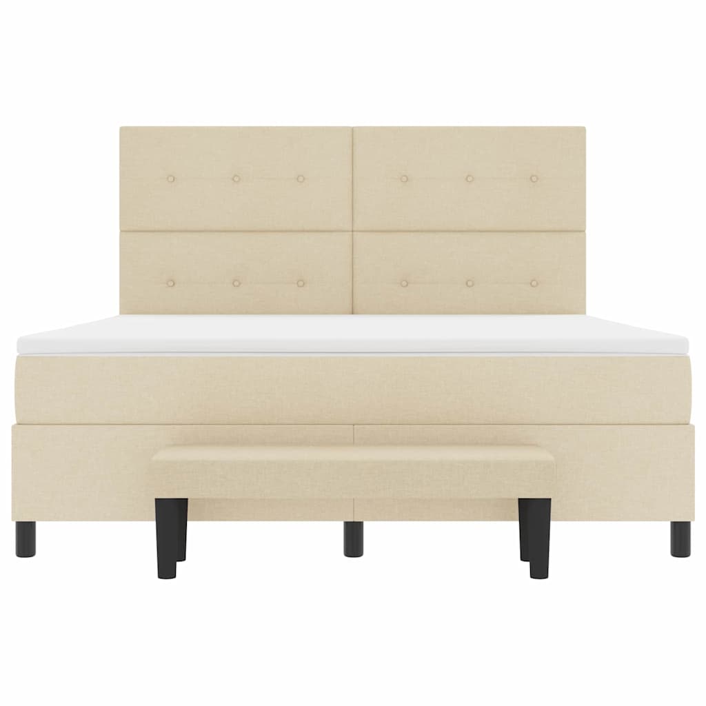 Box spring seng med hovedgærde Creme 180 x 200 cm Stof