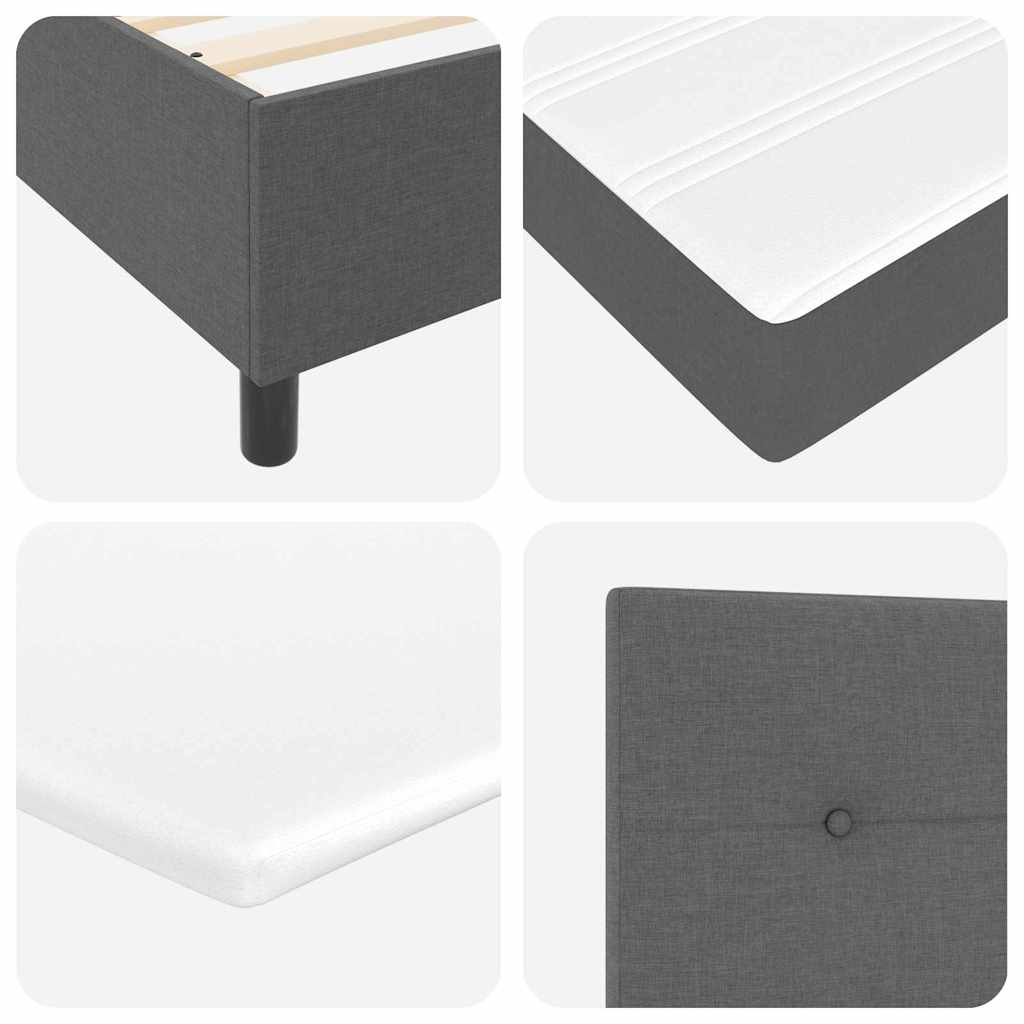 Box spring seng med hovedgærde Mørkegrå 200 x 200 cm Stof