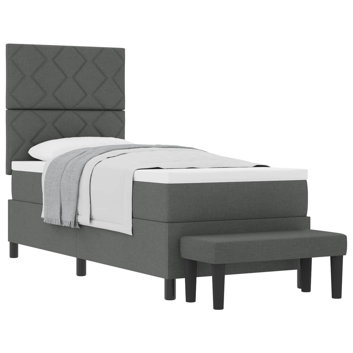 Box spring seng med hovedgærde Mørkegrå 80 x 200 cm Stof