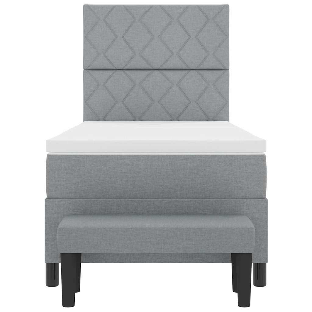 Box spring seng med hovedgærde Lysegrå 90 x 190 cm Stof