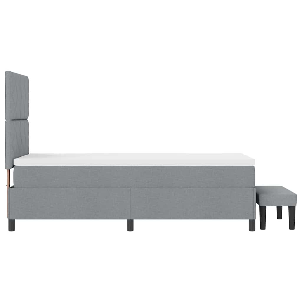 Box spring seng med hovedgærde Lysegrå 90 x 190 cm Stof
