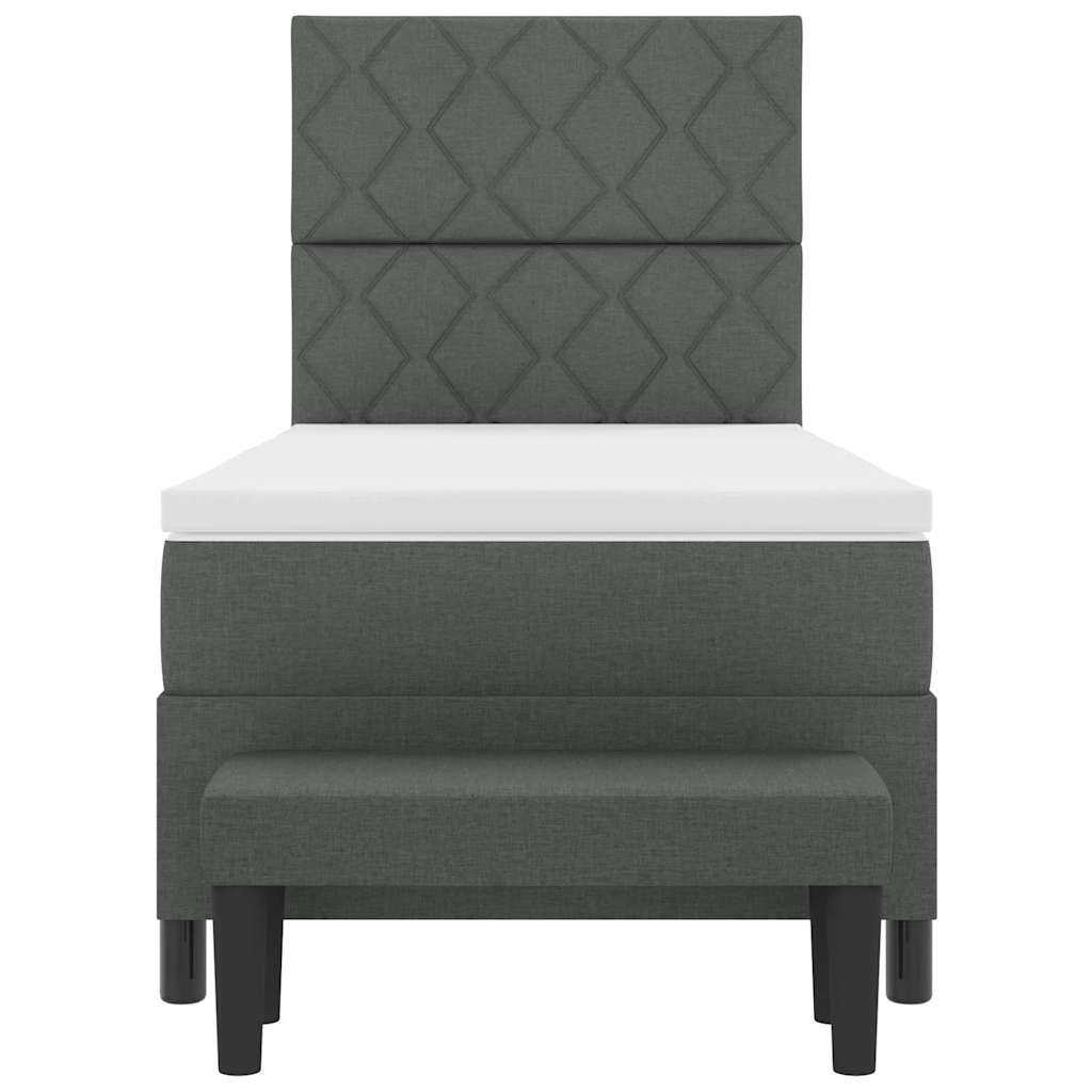 Box spring seng med hovedgærde Mørkegrå 90 x 190 cm Stof