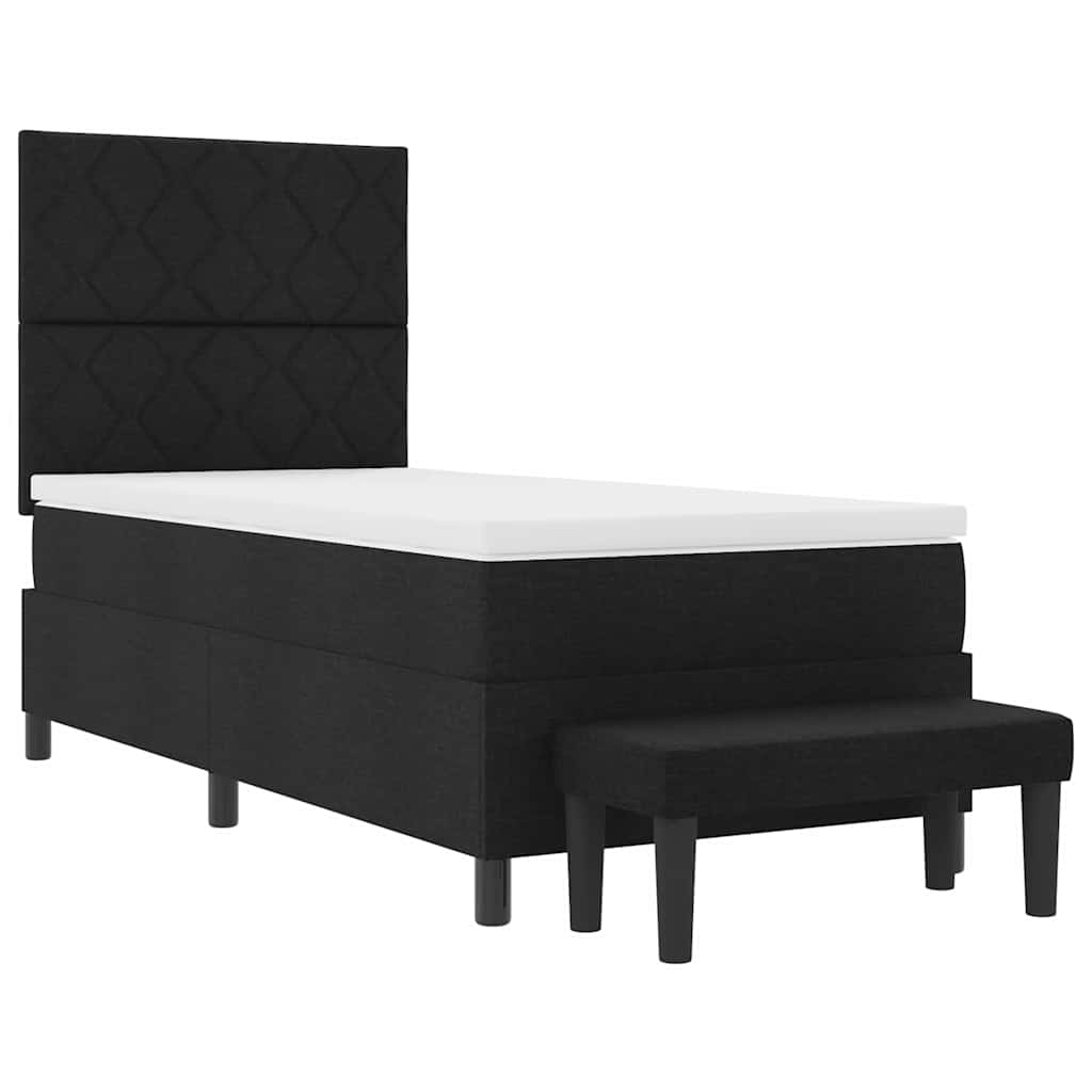 Box spring seng med hovedgærde Sort 90 x 190 cm Stof