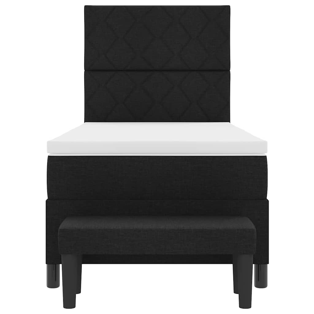 Box spring seng med hovedgærde Sort 90 x 190 cm Stof