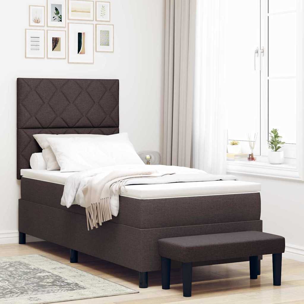 Box spring seng med pude Mørk Brun 90 x 190 cm Stof