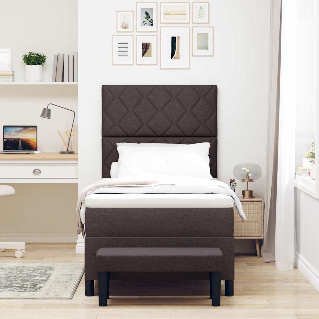 Box spring seng med pude Mørk Brun 90 x 190 cm Stof