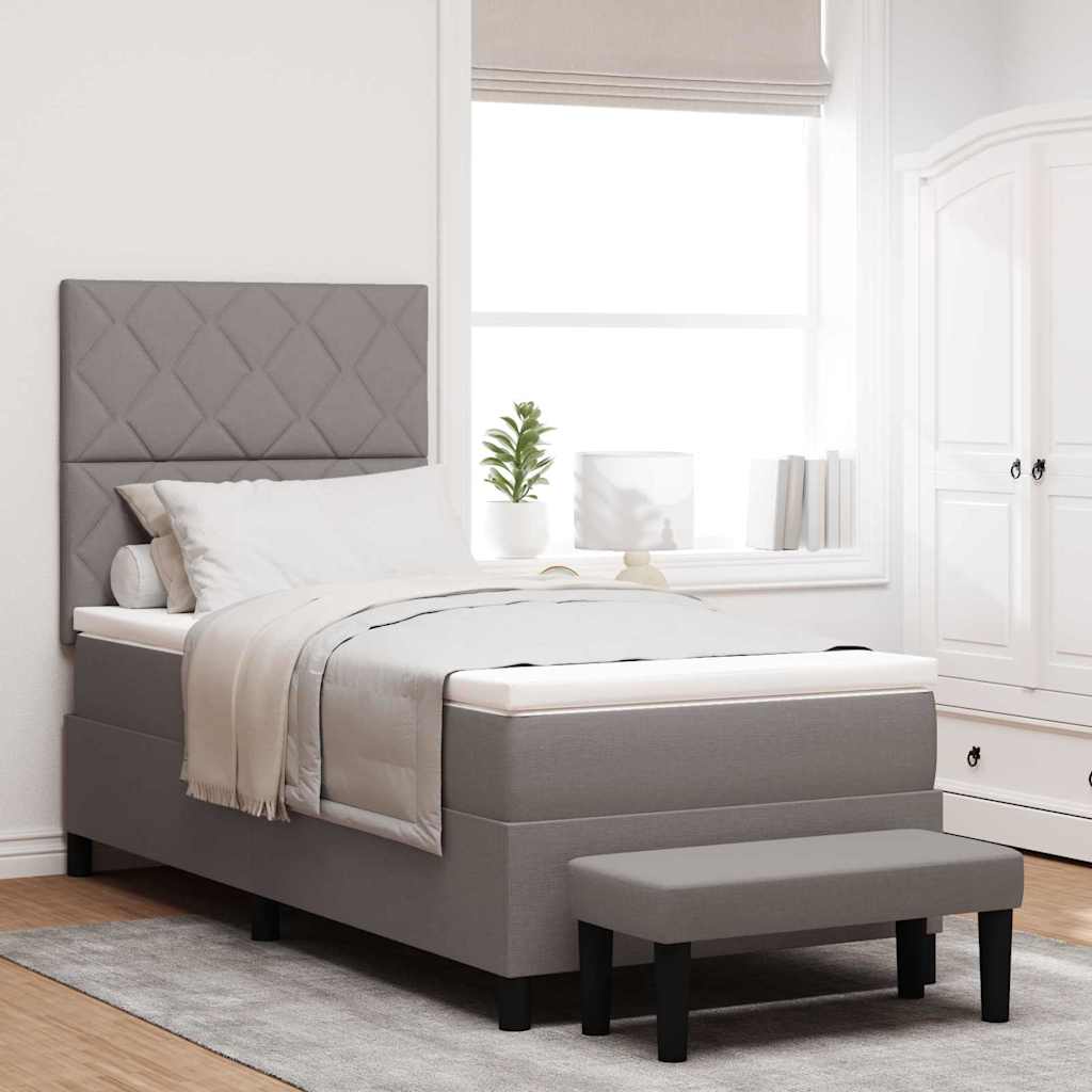 Box spring seng med pude Gråbrun 90 x 190 cm Stof