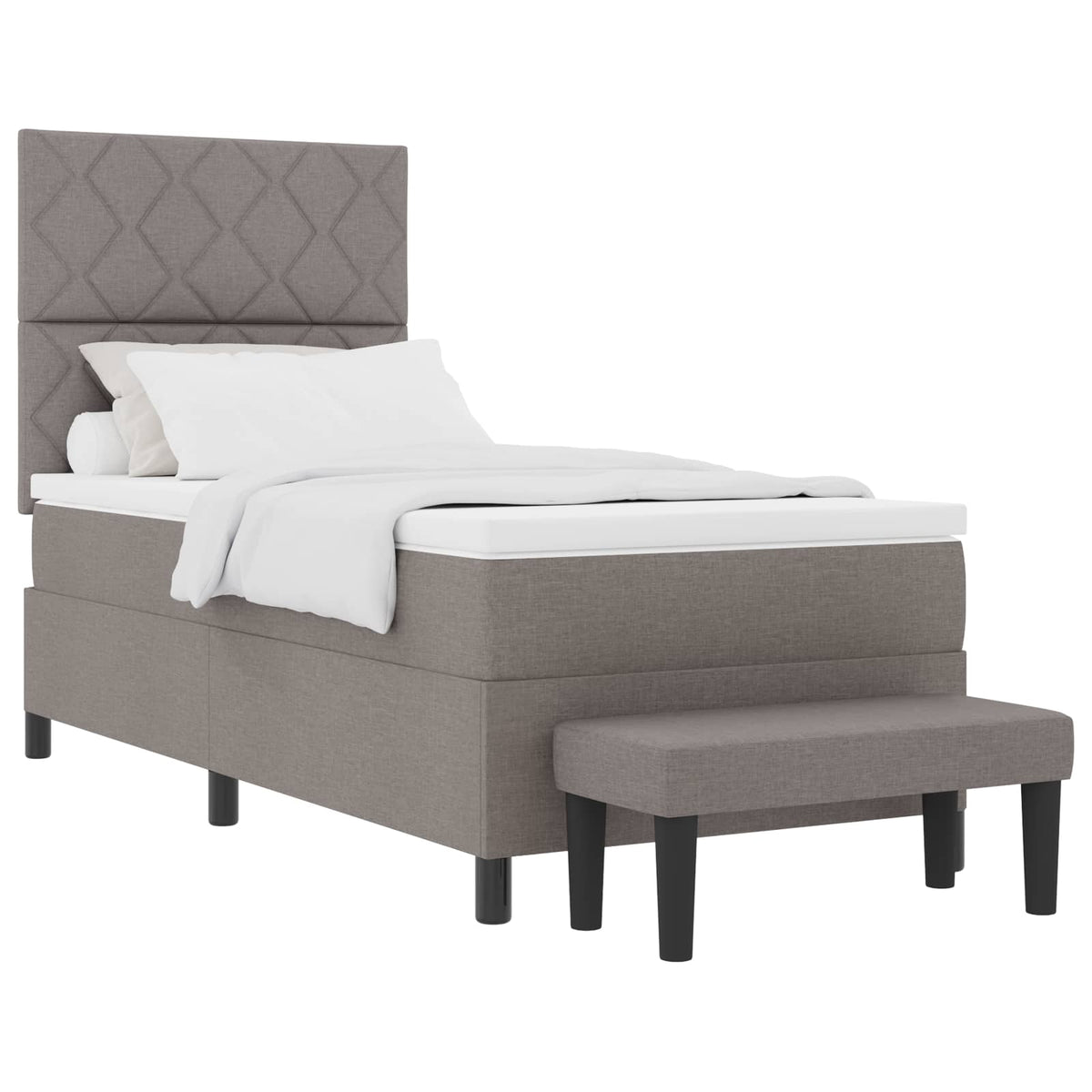 Box spring seng med pude Gråbrun 90 x 190 cm Stof