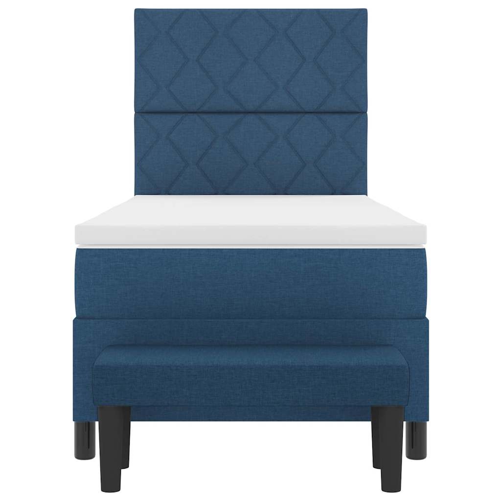 Box spring seng med pude med hovedgærde Blå 90 x 190 cm Stof