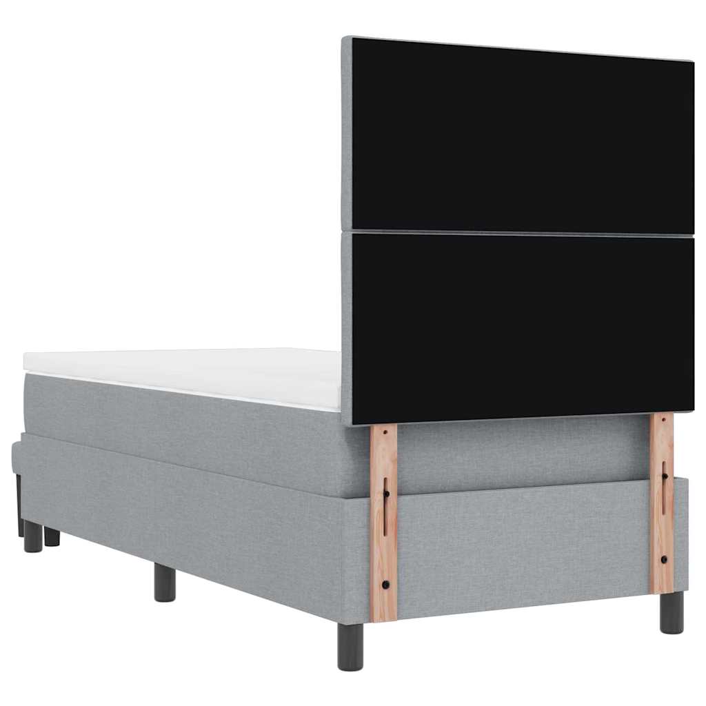 Box spring seng med hovedgærde Lysegrå 90 x 200 cm Stof