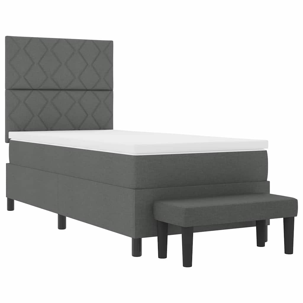 Box spring seng med hovedgærde Mørkegrå 90 x 200 cm Stof