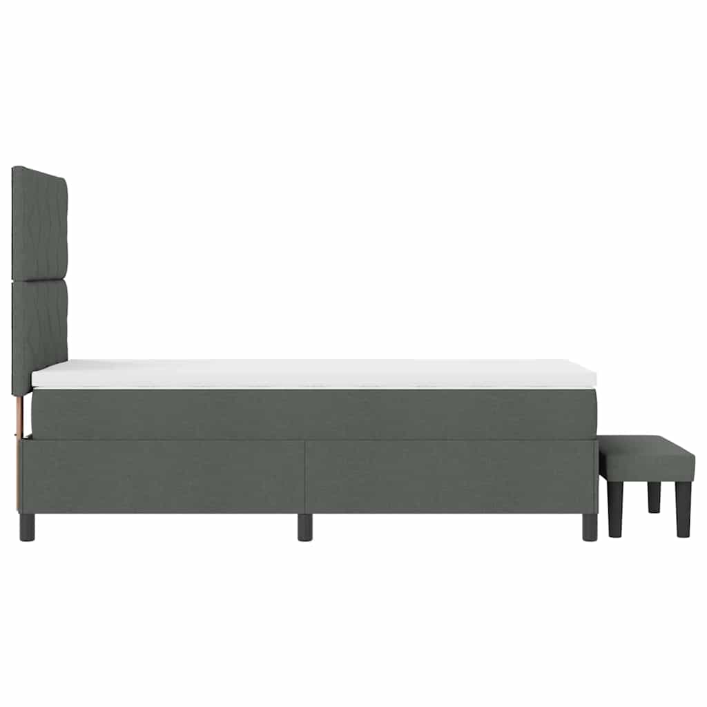 Box spring seng med hovedgærde Mørkegrå 90 x 200 cm Stof