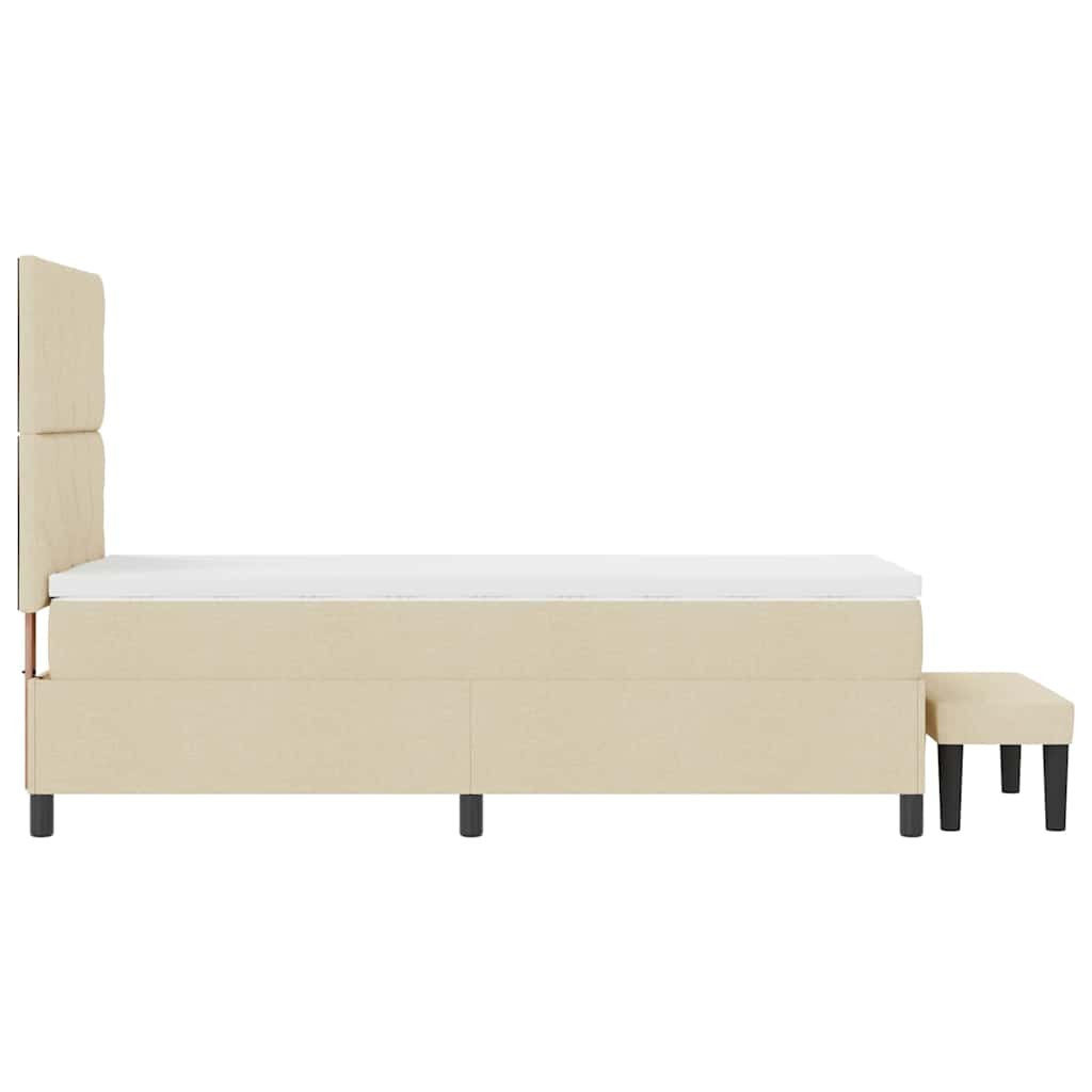 Box spring seng med pude med hovedgærde Creme 90 x 200 cm Stof