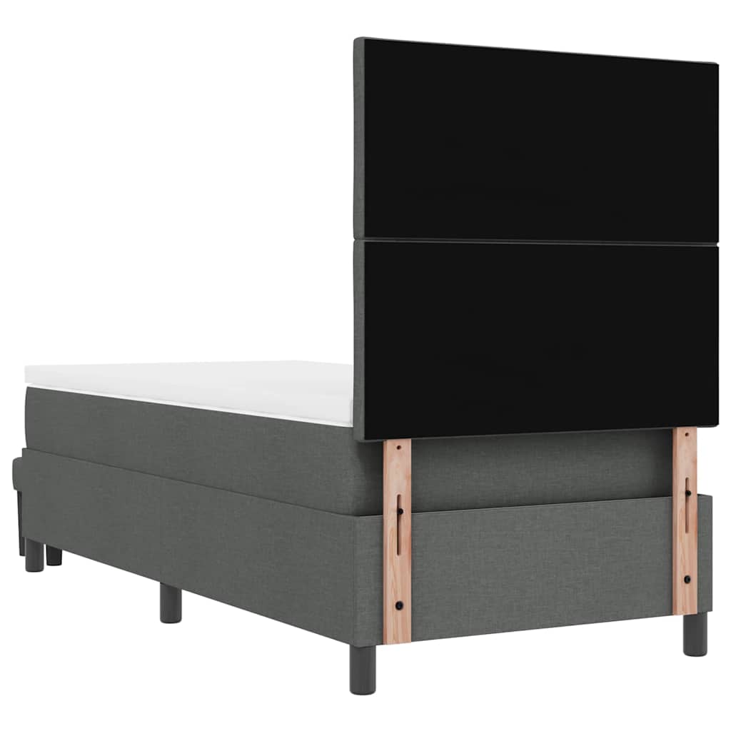 Box spring seng med hovedgærde Mørkegrå 100 x 200 cm Stof