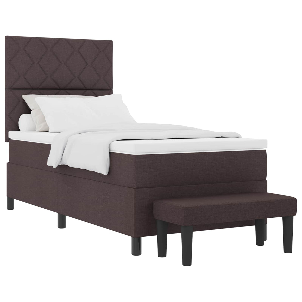 Box spring seng med hovedgærde Mørk Brun 100 x 200 cm Stof