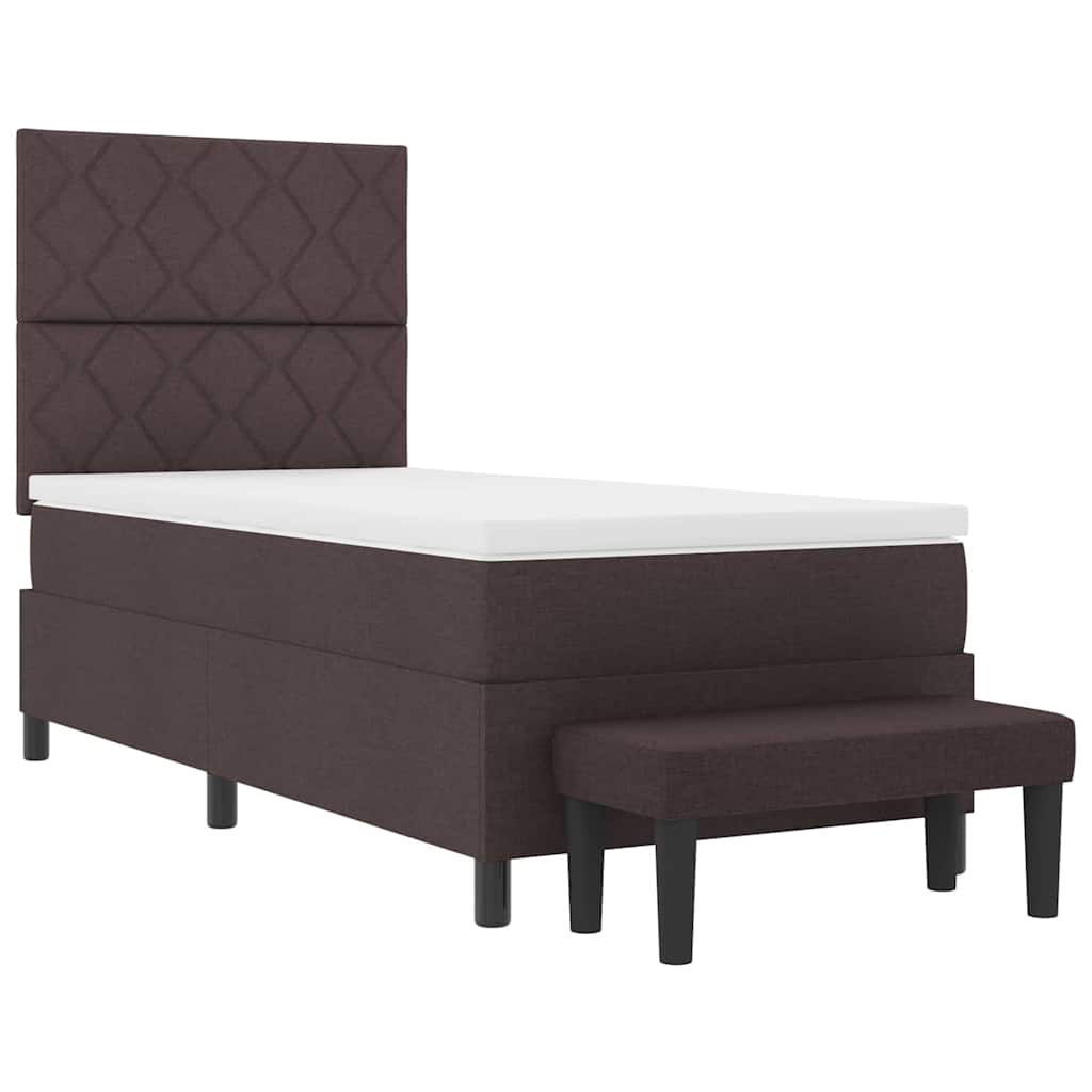 Box spring seng med hovedgærde Mørk Brun 100 x 200 cm Stof