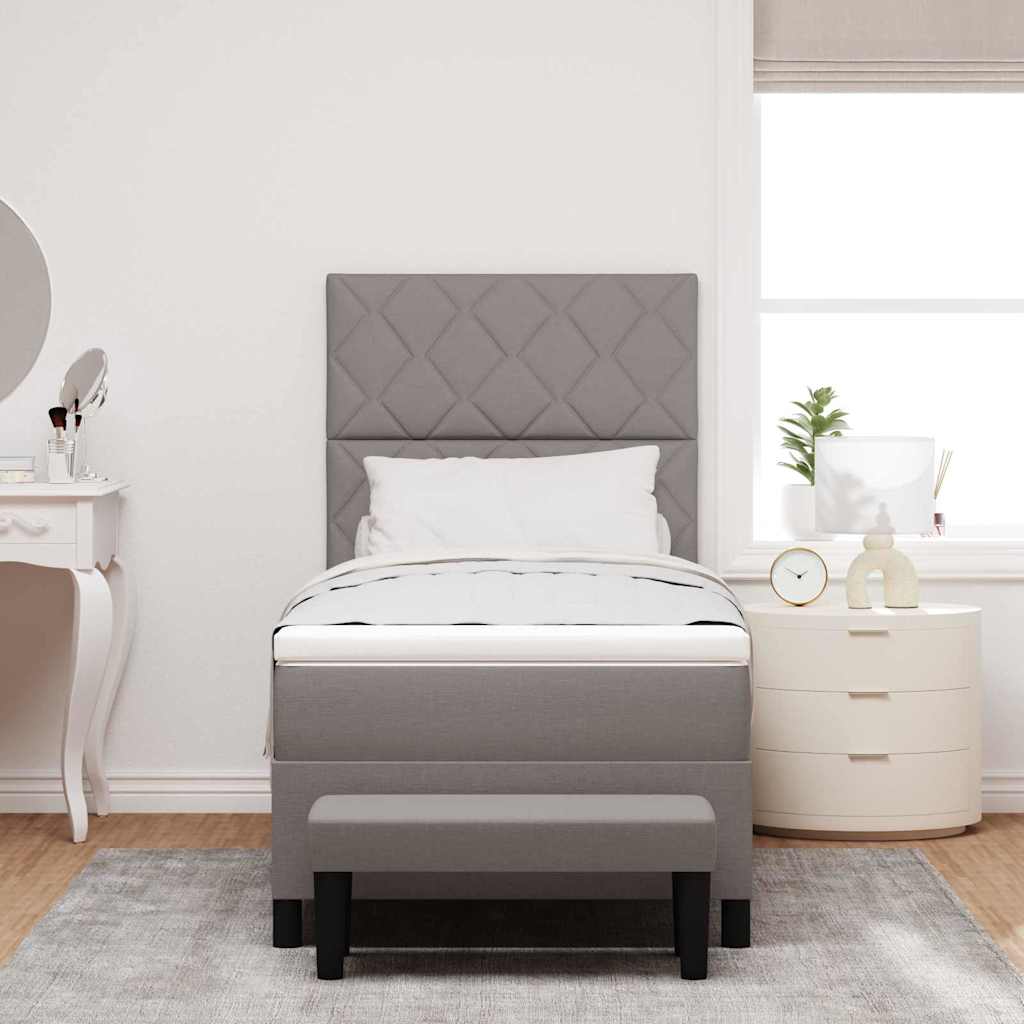 Box spring seng med hovedgærde Gråbrun 100 x 200 cm Stof