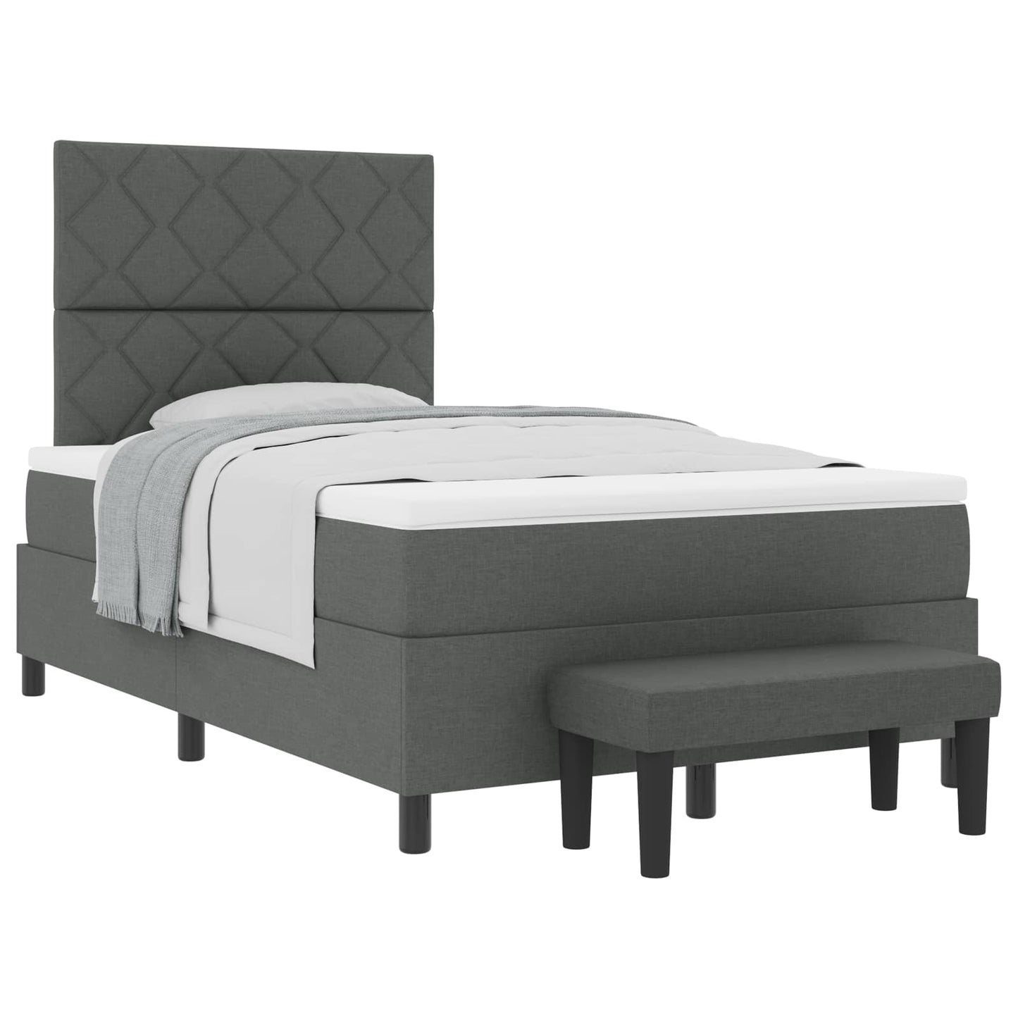 Box spring seng med hovedgærde Mørkegrå 120 x 190 cm Stof