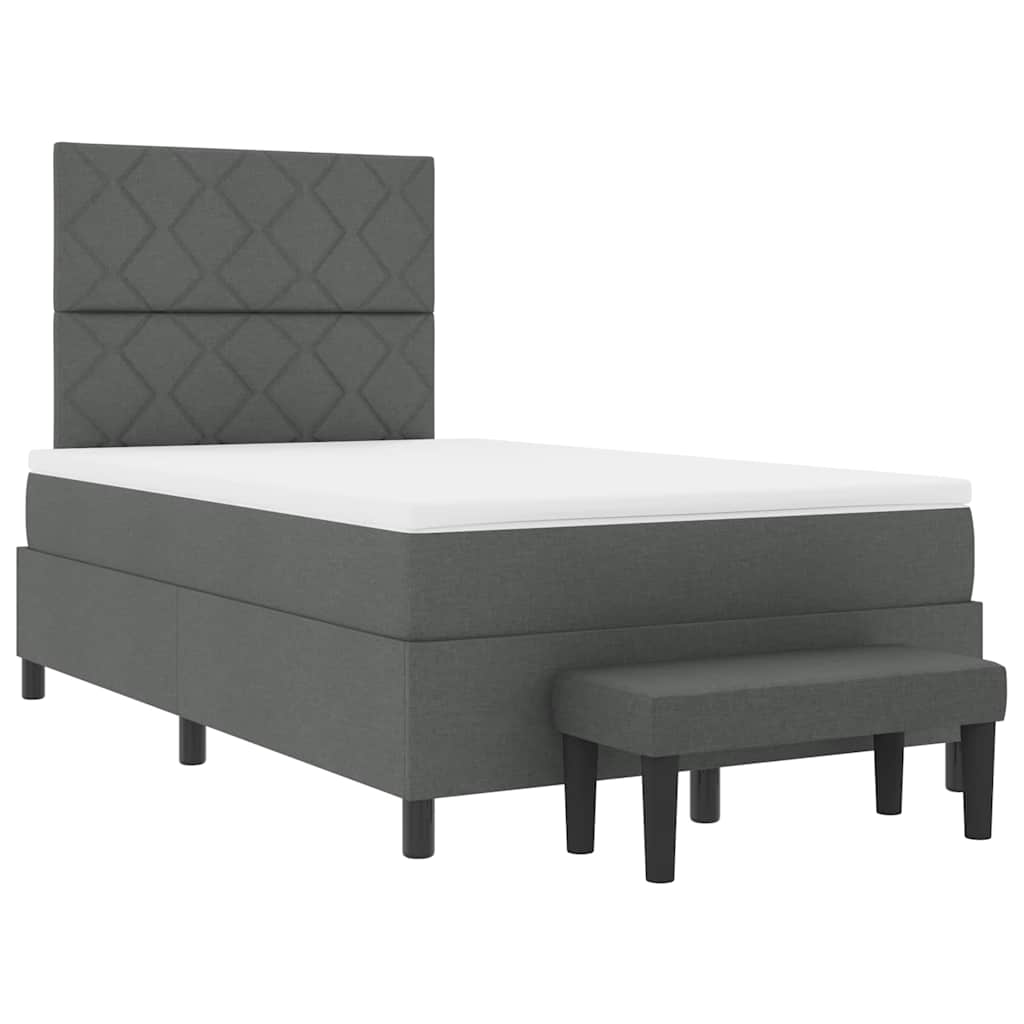 Box spring seng med hovedgærde Mørkegrå 120 x 190 cm Stof