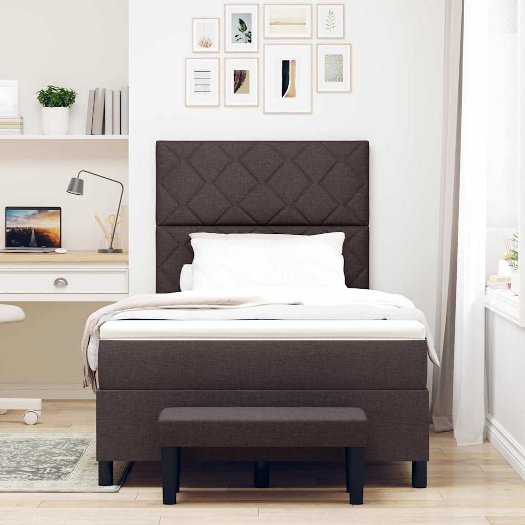 Box spring seng med hovedgærde Mørk Brun 120 x 190 cm Stof