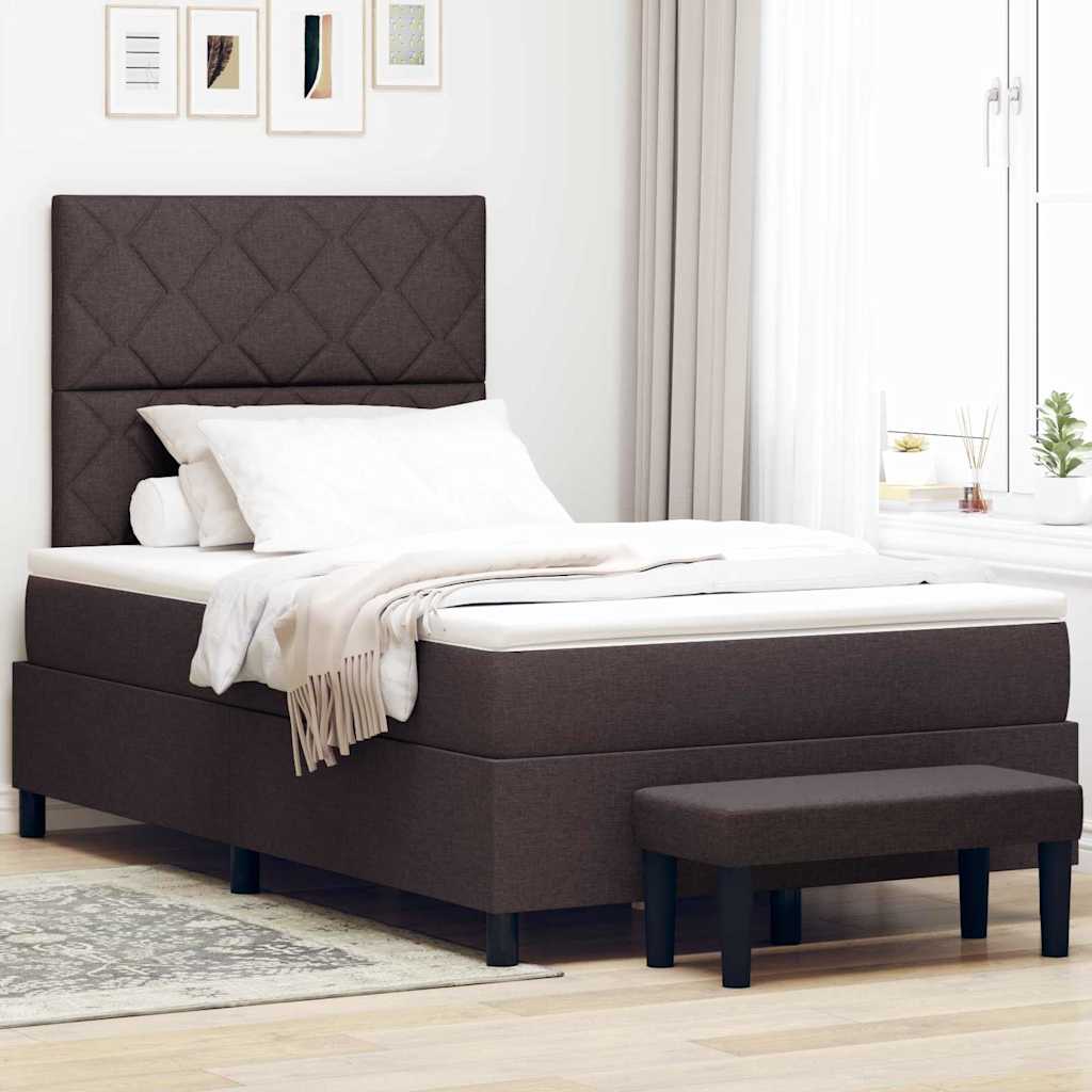 Box spring seng med hovedgærde Mørk Brun 120 x 200 cm Stof