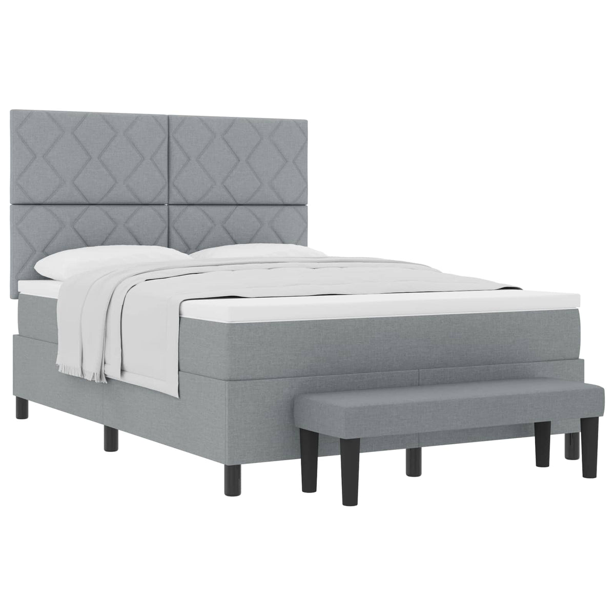Box spring seng med pude Lysegrå 140 x 190 cm Stof