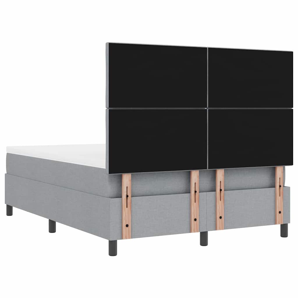 Box spring seng med pude Lysegrå 140 x 190 cm Stof