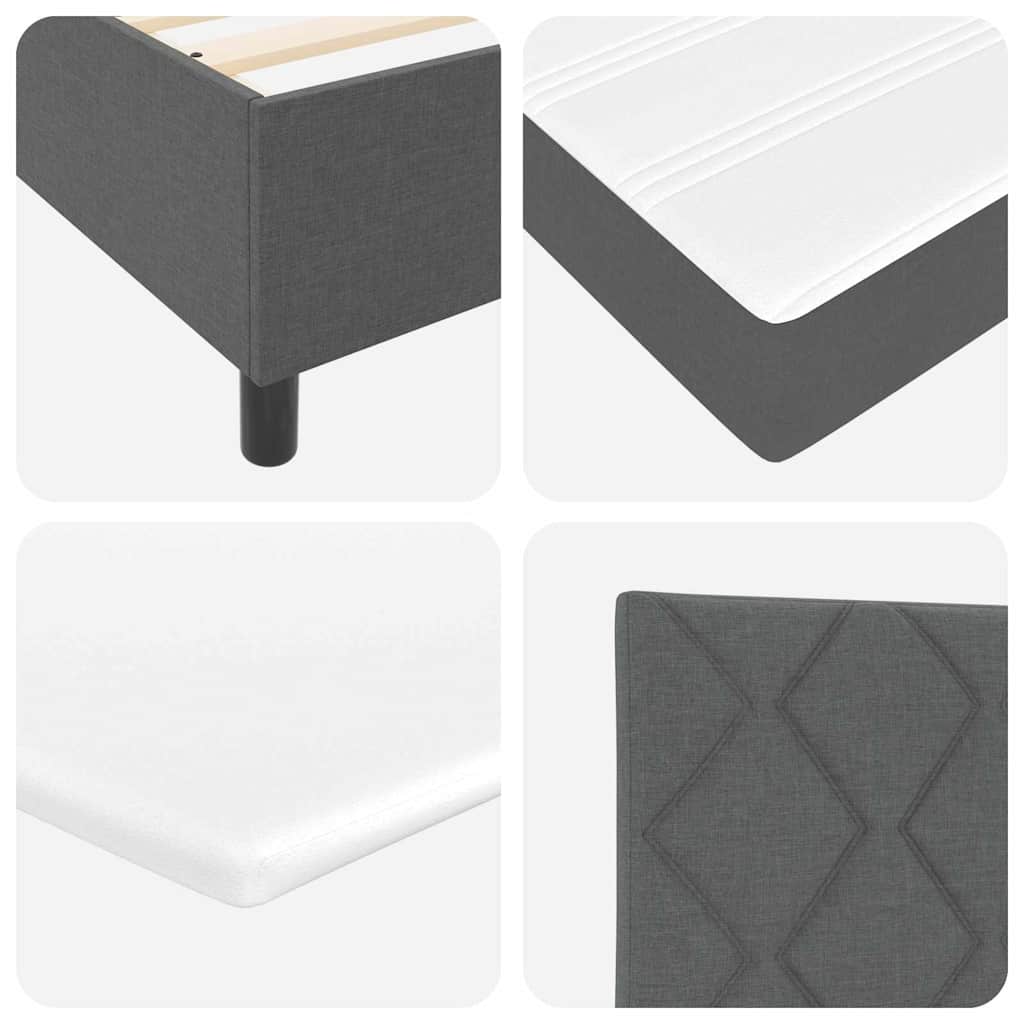 Box spring seng med hovedgærde Mørkegrå 140 x 190 cm Stof