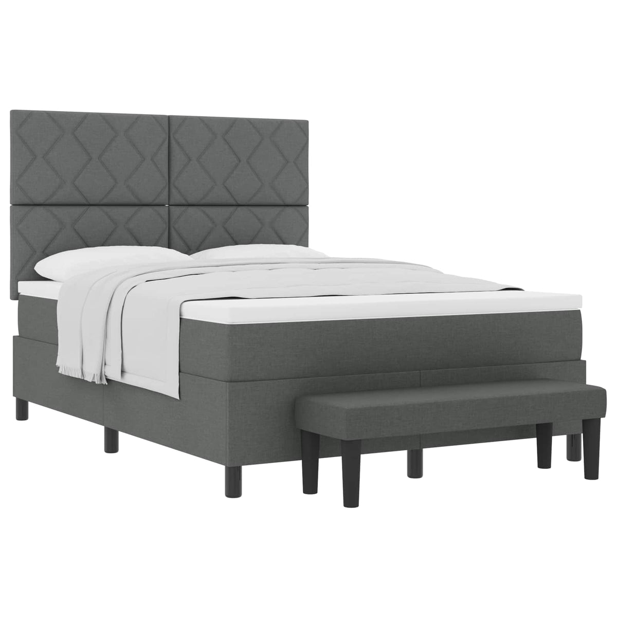 Box spring seng med hovedgærde Mørkegrå 140 x 190 cm Stof
